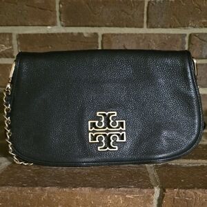 Tory Burch Britten Black With Gold Hardware Women's Clutch Crossbody